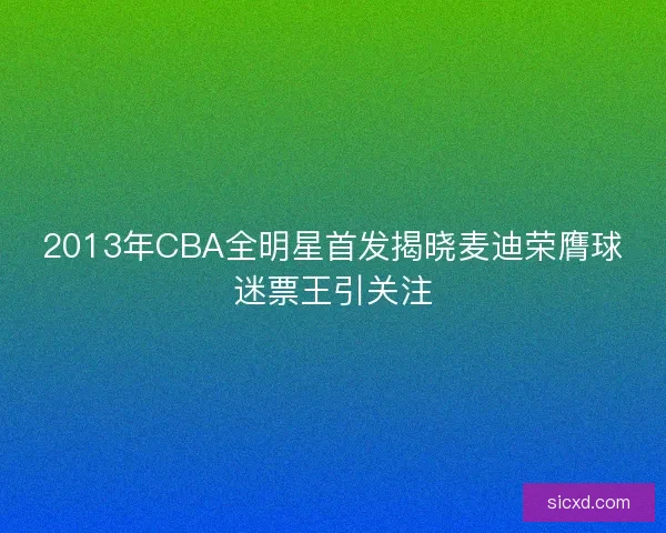 2013年CBA全明星首发揭晓麦迪荣膺球迷票王引关注