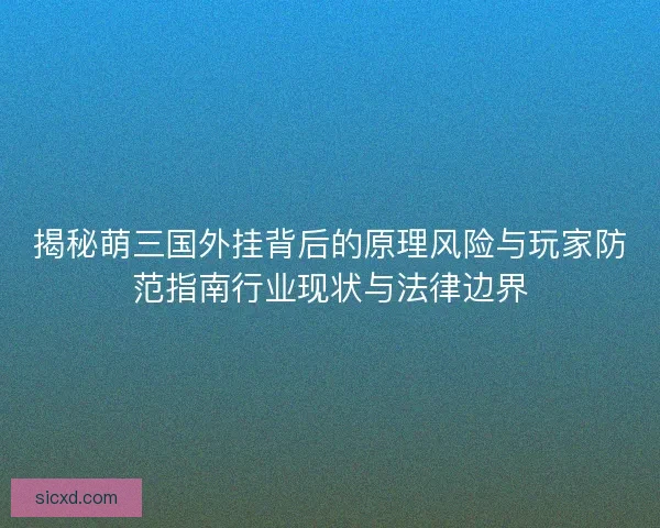 揭秘萌三国外挂背后的原理风险与玩家防范指南行业现状与法律边界