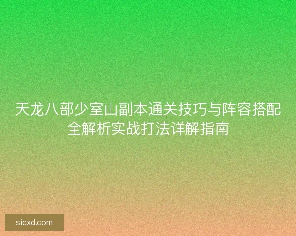 天龙八部少室山副本通关技巧与阵容搭配全解析实战打法详解指南